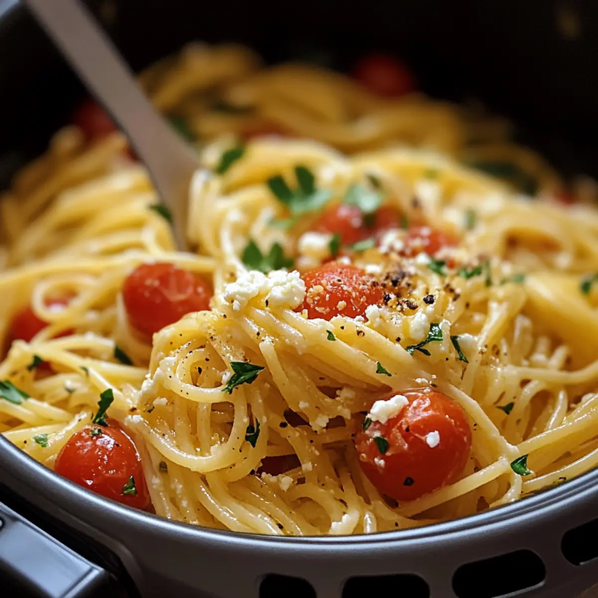 Gebratene Feta-Pasta aus der Heißluftfritteuse
